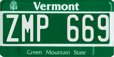 VT license plate ZMP669