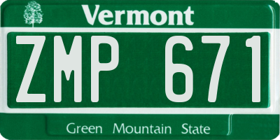 VT license plate ZMP671