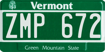VT license plate ZMP672