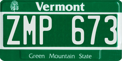 VT license plate ZMP673