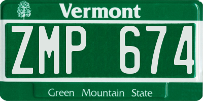 VT license plate ZMP674