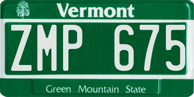 VT license plate ZMP675