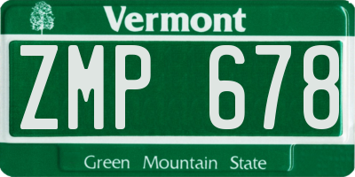 VT license plate ZMP678
