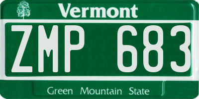 VT license plate ZMP683