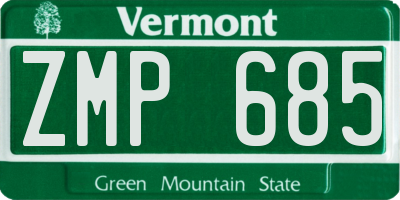 VT license plate ZMP685