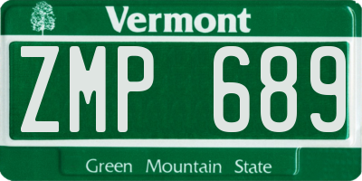 VT license plate ZMP689