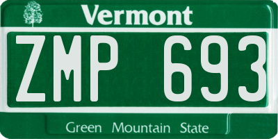 VT license plate ZMP693