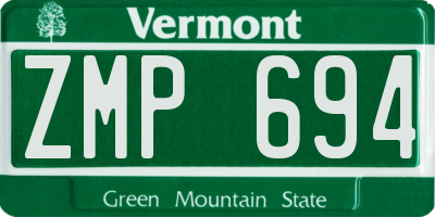 VT license plate ZMP694