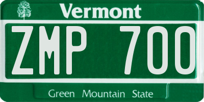 VT license plate ZMP700