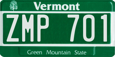 VT license plate ZMP701