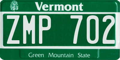 VT license plate ZMP702