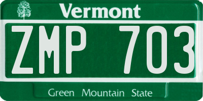 VT license plate ZMP703