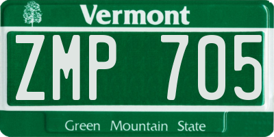 VT license plate ZMP705