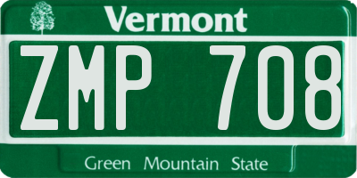 VT license plate ZMP708