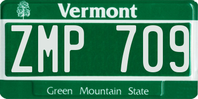 VT license plate ZMP709