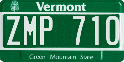 VT license plate ZMP710