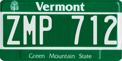 VT license plate ZMP712