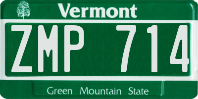 VT license plate ZMP714