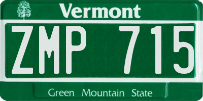VT license plate ZMP715