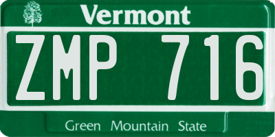 VT license plate ZMP716