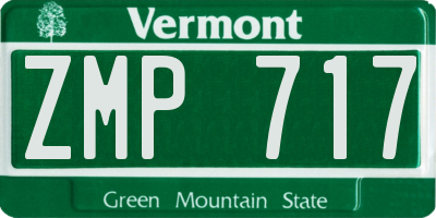 VT license plate ZMP717