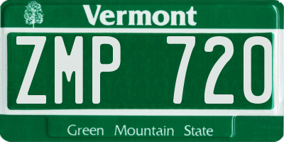 VT license plate ZMP720