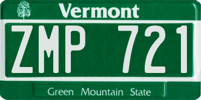 VT license plate ZMP721