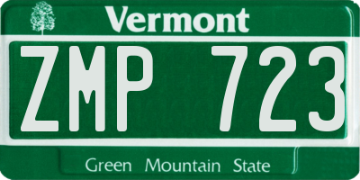 VT license plate ZMP723