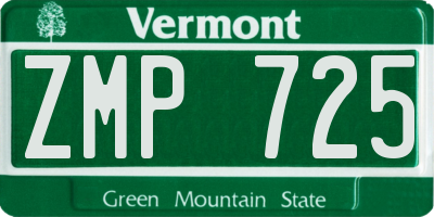 VT license plate ZMP725