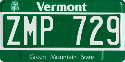 VT license plate ZMP729