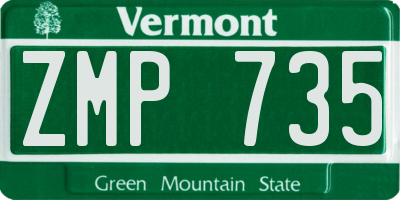 VT license plate ZMP735