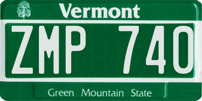 VT license plate ZMP740