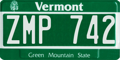 VT license plate ZMP742