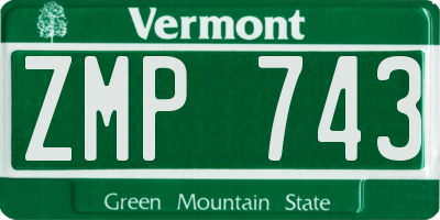 VT license plate ZMP743