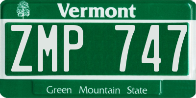 VT license plate ZMP747