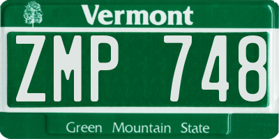 VT license plate ZMP748