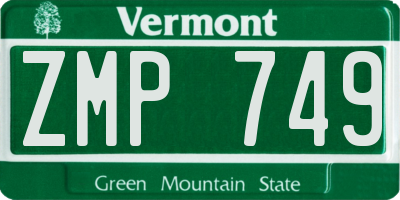 VT license plate ZMP749
