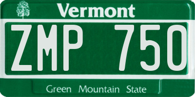 VT license plate ZMP750