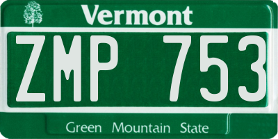 VT license plate ZMP753