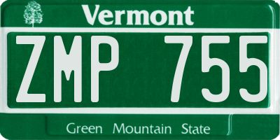 VT license plate ZMP755