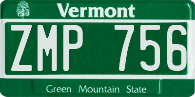 VT license plate ZMP756