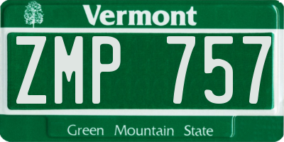 VT license plate ZMP757
