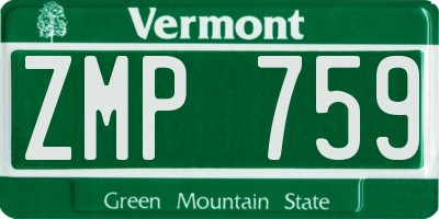 VT license plate ZMP759