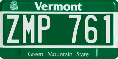 VT license plate ZMP761