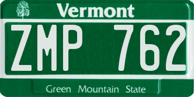 VT license plate ZMP762