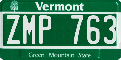 VT license plate ZMP763