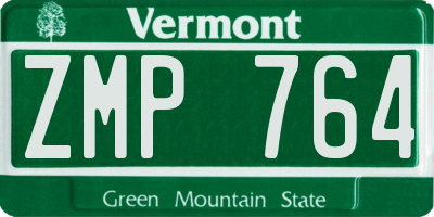 VT license plate ZMP764