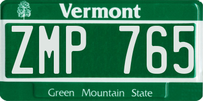 VT license plate ZMP765