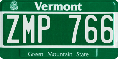 VT license plate ZMP766