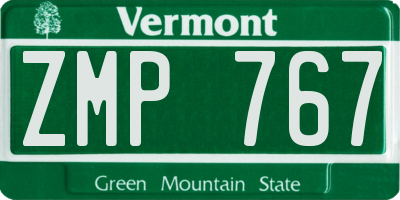 VT license plate ZMP767